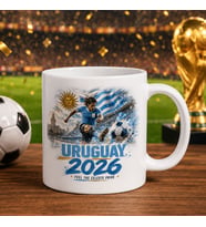 BK Gift Uruguay Taraftar Temalı 2026 Dünya Kupası Tasarımlı Beyaz Kupa Bardak