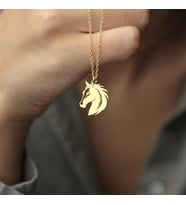 Kişiye Özel 925 Ayar Gümüş Şık At Kolye (Gold)