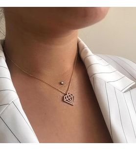 Rose Kaplama Elmas Motif Kolye (Karışık)
