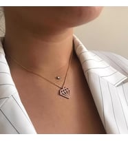 Rose Kaplama Elmas Motif Kolye (Karışık)