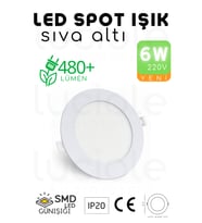 Şerit LED 6W Slim LED Spot – Günışığı Işık, 490 Lümen, Beyaz Kasa, 11.8 cm, 220V, 15000 Saat Ömür