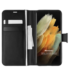 Microsonic Samsung Galaxy S21 Ultra Kılıf Delux Leather Wallet Siyah