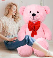 140 cm Kırmızı Papyonlu Ayıcık (Pembe)