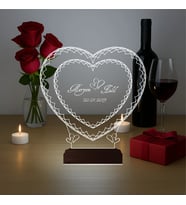 Luvivia Kalp Sevgiliye Hediye Kişiye Özel 3D Lamba - Masa Gece Lambası