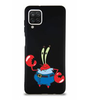 Samsung Galaxy A12 Soft Premier Kapak Bay Yengeç Tasarımlı Silikon Kılıf - Siyah (Şeffaf)