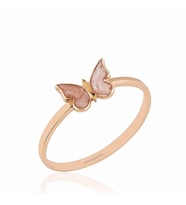 Rose Altın Kelebek Yüzük Sedefli 14K (Çok Renkli)