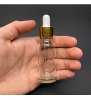 20Ml Şeffaf Cam Damlalıklı Şişe , Gold Metalik Kapak  ,  20 Cc Saydam Cam Damlalıklı Şişe x 6 Adet