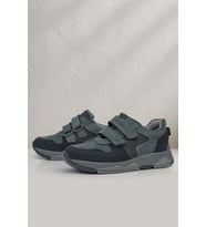 Rakerplus Hakiki Deri Koyu Gri Siyah Çocuk Cırtlı Sneakers Spor Ayakkabı