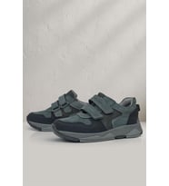 Rakerplus Hakiki Deri Koyu Gri Siyah Çocuk Cırtlı Sneakers Spor Ayakkabı