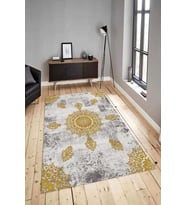 Dijital Baskılı Yıkanabilir Kaymaz Modern Renkli Salon Halısı Mutfak Halısı Yolluk ND-HY-1109 (Sarı)