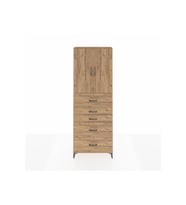 Arges Dolap 3 Raflı 5 Çekmeceli 2 Kapaklı 88x30x243 Çam-Çam