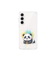 Samsung Galaxy S23 Fe ile Uyumlu Splash Panda Tasarımlı Şeffaf Silikon Kılıf