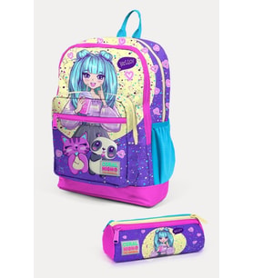 Coral High Kids Mor Pembe Anime Kız Desenli 2'li Okul Çanta Seti - Kız Çocuk