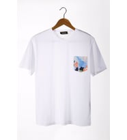 Erkek Beyaz Bisiklet Yaka Cepli Oversize T-Shirt 22Y-3400762-33