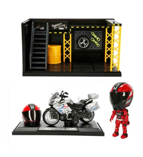 Sesli ve Işıklı Benelli Polis Die-Cast Çek Bırak Motosiklet ve Tamir Atölyesi Seti