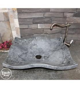 Sipahi Marble Kaplanpostu Dalgalı Yaprak Model Mermer Lavabo