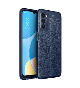 Oppo A55 5G Kılıf Deri Görünümlü Slim Silikon (Lacivert)