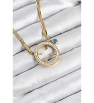 316L Çelik Zirkon Taşlı Çeyrek Takılabilir Gold Renk Kadın Kolye 5886 - SSSSSS3024-3997