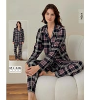 Boyraz Kadın Süet Boydan Düğmeli Pijama Takımı 02008 - 1 Adet (Gri)