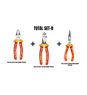 Total Set-8 ( İZOLELİ PENSE 200MM+İZOLELİ YAN KESKİ 180MM+İZOLELİ KARGA BURUN 200MM)