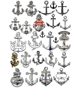 Deniz Çapası Sticker Set 25 Parça Telefon, Tablet, Defter, Laptop Sticker