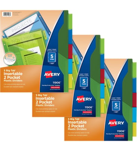 Avery Big Tab Iki Cepli Plastik Ayırma Duvarı, 3 Set 5 Bölmeli 3 Set 5 Bölmeli 3 Set 5 Tablet Merhre