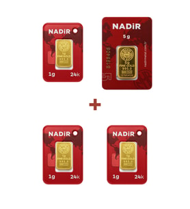 Nadir Gold 24 Ayar 8 Gram Külçe Altın (1 Adet 5 Gram Külçe Altın + 3 Adet 1 Gram Külçe Altın )