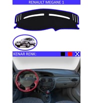 Renault Megane 1 Için Uygun Torpido Koruma Halısı Siyah Kenar Renk Mavi