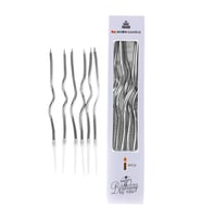 Kıvrımlı Mum 16cm 6'lı - Gümüş