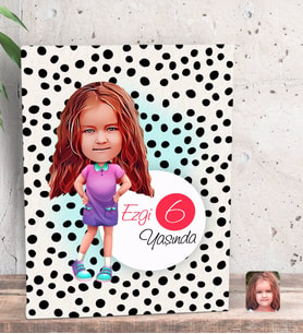 BK Gift Kişiye Özel Kız Çocuk Yaş Karikatürlü Dekoratif Mini Kanvas Tablo 15x20cm-3