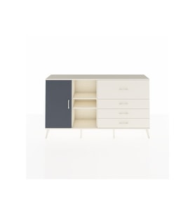 Arges Konsol 4 Raflı 4 Çekmeceli Tek Kapaklı  176x30x99 Aytaşı-Antrasit/Aytaşı