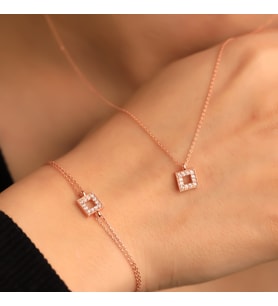 925 Ayar Gümüş Minimalist Kolye Bileklik Set