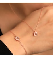 925 Ayar Gümüş Minimalist Kolye Bileklik Set