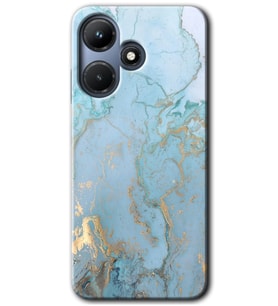 İnfinix Hot 30i Kılıf HD Desen Baskılı Kılıf - Mavi Gold Mermer