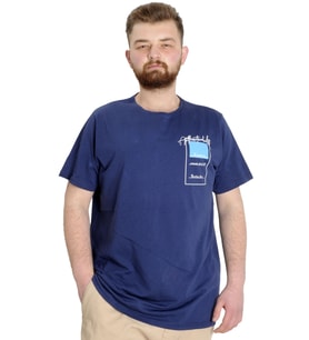 Mode XL Büyük Beden Erkek T-shirt ESTABLISMENT 23139 İndigo