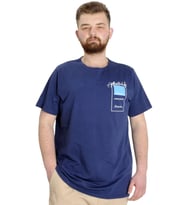 Mode XL Büyük Beden Erkek T-shirt ESTABLISMENT 23139 İndigo