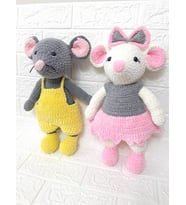 Bay ve Bayan Fare Amigurumi Organik Oyuncak
