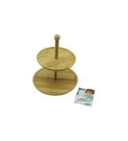 YUVARLAK  2 KATLI AHŞAP - BAMBU SERVİS SUNUM TAHTASI ÇAP: 20CM -- ÇAP:25CM (5343)