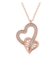 Gümüş Rose Birleşmiş Kalpler Kadın Kolye SL4755
