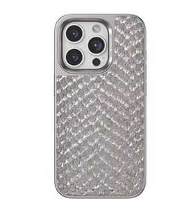 Northcity iPhone 15 Pro Max ile Uyumlu Viper Kapak - Titan Gri Yılan Desenli Lüks Kılıf