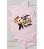 Dedemden Sonra Patron Benim! Sıfır Kol Bebek Zıbını %100 Pamuk