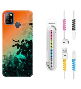 INFINIX Smart 4 5 6 Zero 8 S5 Pro Kılıf Kablo Koruma Spiral Silikon Güzel Çiçekler 1712