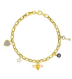 925 Ayar Gümüş Charm Bileklik (Gold)