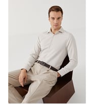LCW BUSINESS Bej Slim Fit Armürlü Erkek Gömlek