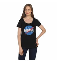Bant Giyim - Big Bang Theory NASA Bazinga Siyah Kadın Tişört