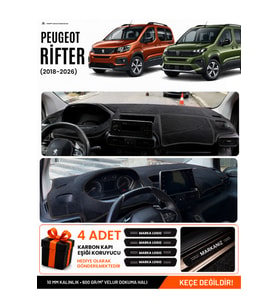 PEUGEOT RİFTER (2018-2026) Uyumlu Torpido Örtüsü Torpido Kılıfı - Siyah