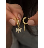 925 Ayar Gümüş Sallantılı Gold Yusufcuk Küpe