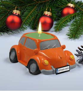 BK Gift Kişiye Özel Plakalı Dekoratif Nostaljik Vosvos Mum, Sevgiliye Hediye, Arkadaşa Hediye, Kokulu Mum, Ev Hediyesi