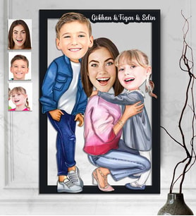 Kişiye Özel 3D  Ahşap Tablo Anne Kızl Ogul 30x40 -2