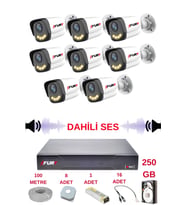 FURY 8 li Sesli Gece Renkli Görüş Güvenlik Kamerası Su Geçirmez Güvenlik Kamerası Seti 5590s 250GB